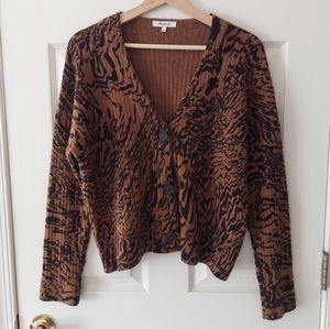 Madewell Oversized Cropped Tigerized Cameron Ribbed Cardigan Size Small
